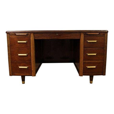 Mid Century Desk Mid Century Modern Walnut Executive Desk W Pull Out