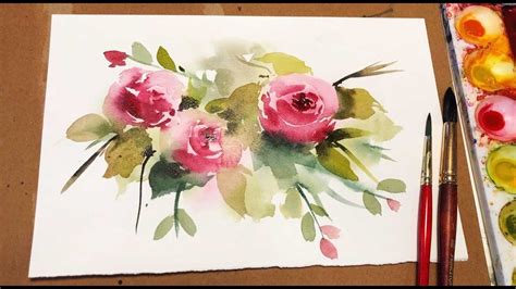 Watercolor Painting For Beginners Loose Rose Floral Real Time Tutorial