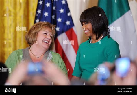 First Lady Michelle Obama R Jokes With Irish Prime Minister Enda