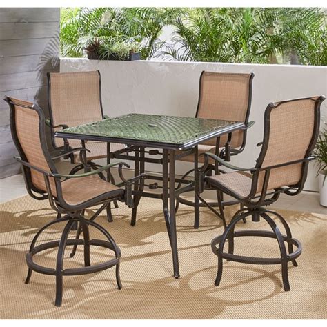 Hanover Manor 5 Piece Outdoor High Dining Set In Cedar With 42 Square