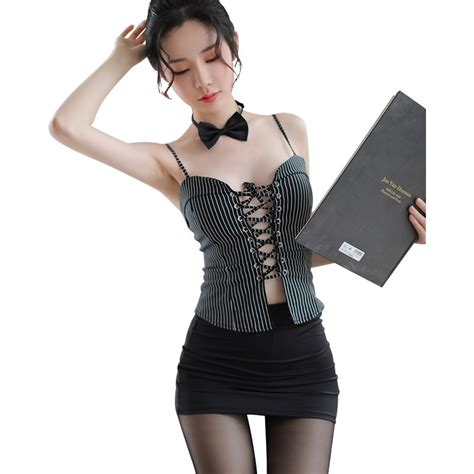 Japanese Sexy Secretary Uniform Suit Lingerie Top Mini Skirt Women Set