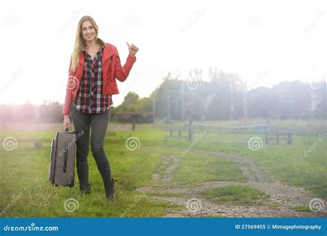 Beautiful Blond Hitchhiker Stock Image Image Of Attractive 27569455