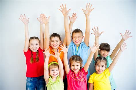 Kids Raising Hands Stock Photo Download Image Now Boys Child