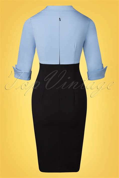 Glamour Bunny Business Babe 50s Dianne Two Toned Pencil Dress In