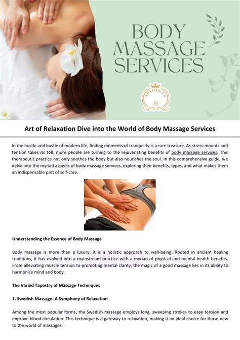 Ppt Art Of Relaxation Dive Into The World Of Body Massage Services Powerpoint Presentation