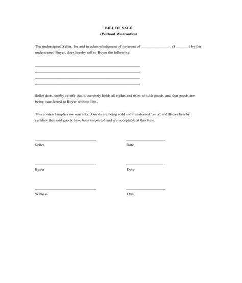 As Is Bill Of Sale Template