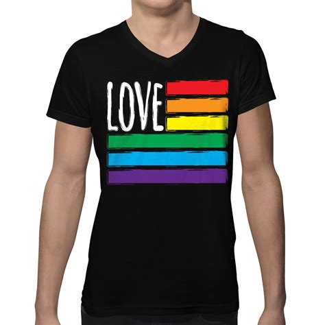 Love Rainbow Flag Pride Lgbtq Community Love Acceptance Mens V Neck T