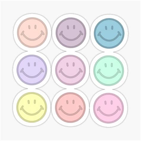 A Simple And Minimalrainbow Pastel Smiley Face Sticker Pack • Millions