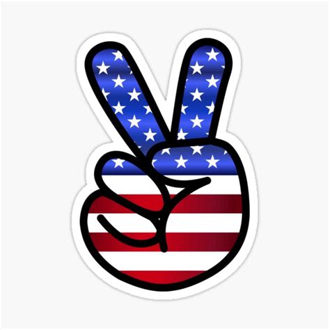 Patriotic American Peace Hand Sign Gesture Sticker For Sale By