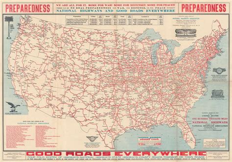 National Highways Map Of The United States Showing One Hundred Thousand