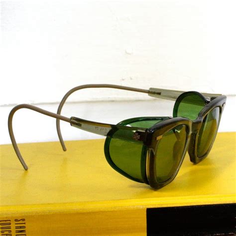 Vintage Green U S Safety Glasses With Side Shields