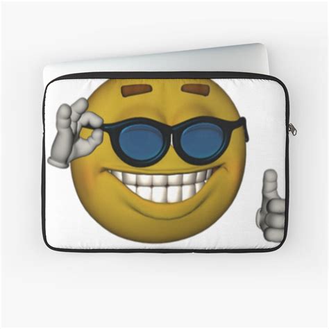 Smiley Face Sunglasses Thumbs Up Emoji Meme Face Laptop Sleeve By