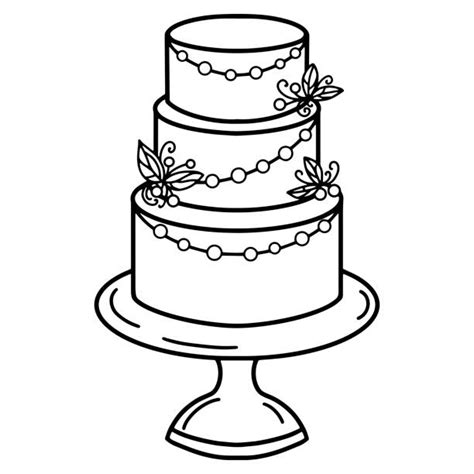 Black And White Birthday Cake Illustrations Royalty Free Vector