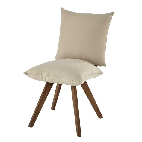 Chaise en tissu déperlant et bois écrue Nola  Maisons du Monde