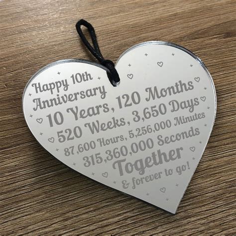 10th Anniversary T For Him Her 10th Wedding Anniversary Heart