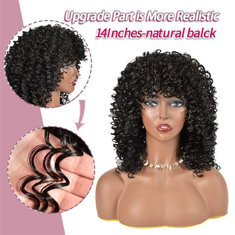 Buy Curly Wigs For Black Women Natural Black Synthetic African American Full Kinky Curly Afro