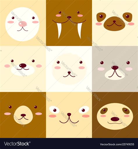 Set Of Avatars Icons With Faces Of Cute Animals Vector Image