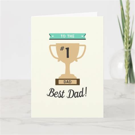 No 1 Best Dad Award Whimsy Trophy Fathers Day Card