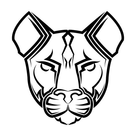 Black And White Line Art Of Cougar Head Good Use For Symbol Mascot Icon