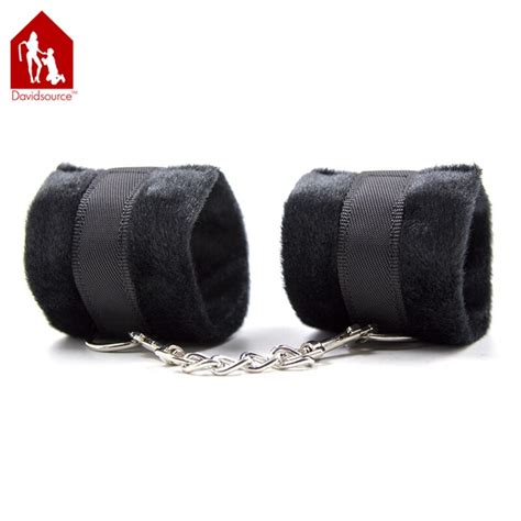 Davidsource Tape On Furry Handcuffs With Chain And Hook Soft Wrist Cuff