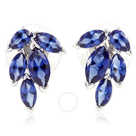 Swarovski Rhodium Plated Blue Louison Stud Pierced Earrings 5536549