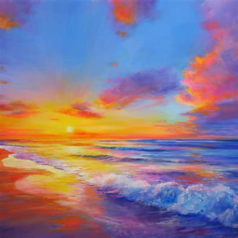 Behshad Arjomandi Sunrise Painting Acrylic On Canvas Sunrise
