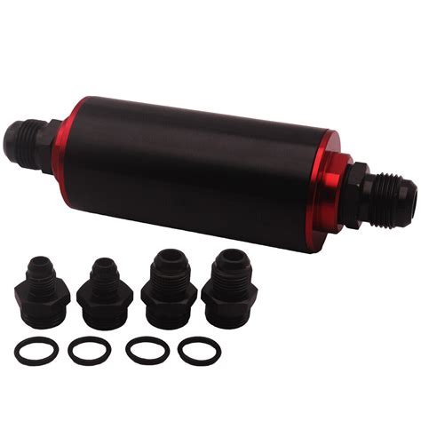 Universal Racing Inline Fuel Filter An6 An8 An10 Black With 100 Micron