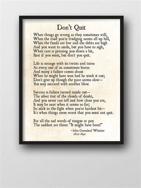 Dont Quit Print John Greenleaf Whittier Quote Graduation T Grad