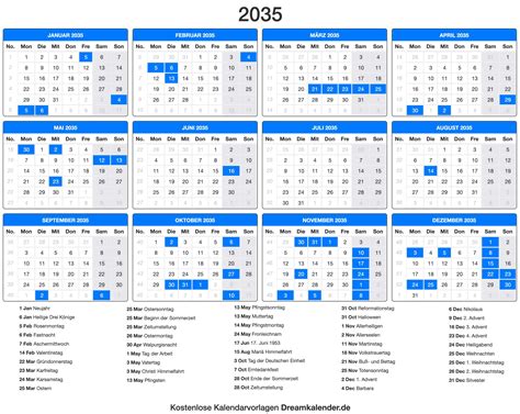 Kalender 2035