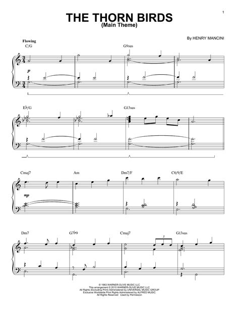 Henry Mancini The Thorn Birds Main Theme Jazz Version Arr Brent Edstrom Sheet Music