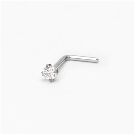 Silver 20g Basic Crystal Nose Stud Claires Us