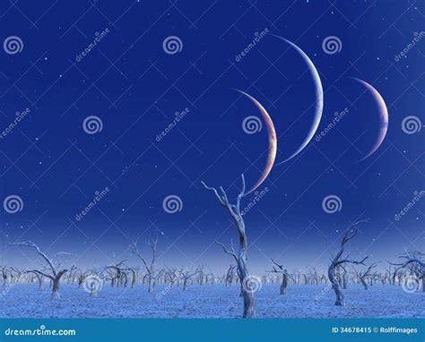 Three Planets Rise Stock Illustration Illustration Of Deep 34678415