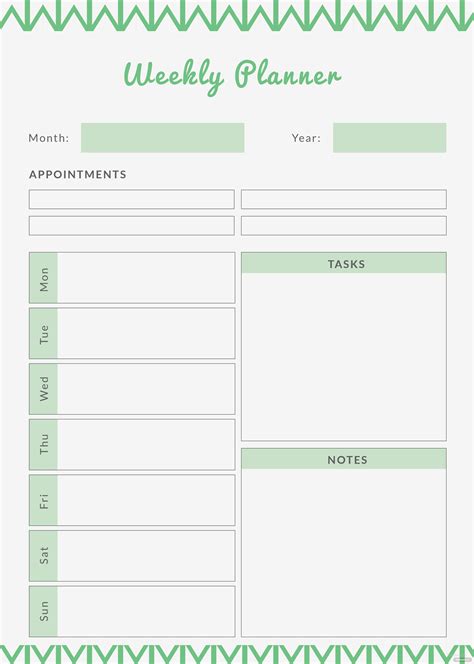 Free Weekly Planner Template In Adobe Photoshop Adobe Illustrator