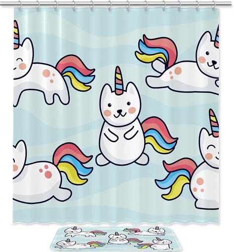 Wannabe Unicorn Clipart Set With Shower Curtain And Bath Accessories