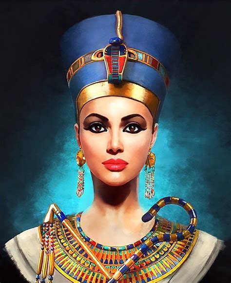Nefertiti The Beautiful Queen Egyptian Art Hand Painted Etsy Egyptian Wall Art Egyptian