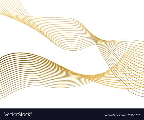 Abstract Wave Lines Gold Color Isolated On White Vector Image