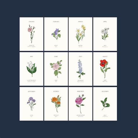 Personalised Birth Month Flower Art Print Etsy Uk