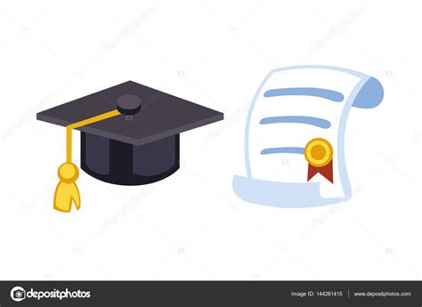 Graduation Cap Diploma Hat Icon Celebration Vector Illustration