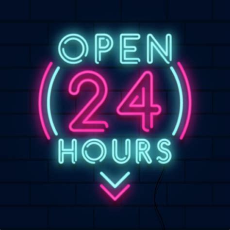 Free Vector Neon Open 24 Hours Sign