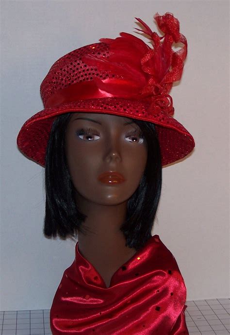 Red Fabric Covered Hat Vintage Hats Red Fabric Fabric Covered