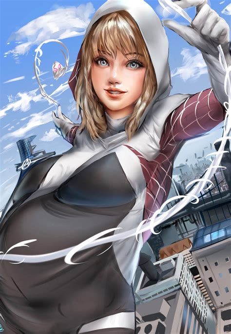 Pregnant Spider Gwen Swinging Through The City By Lmclass20 On Deviantart