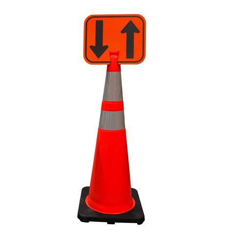 Two Way Traffic Warning Cone Sign Traffic Safety Zone