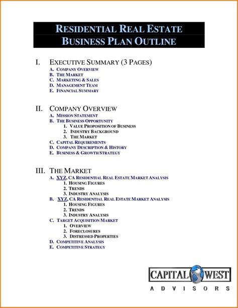 Sample Business Plan For Real Estate Investing Free Sample Example