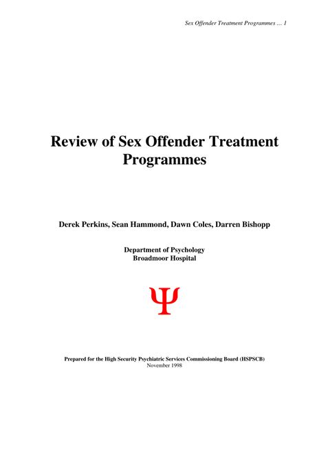 Pdf Review Of Sex Offender Treatment Programmes