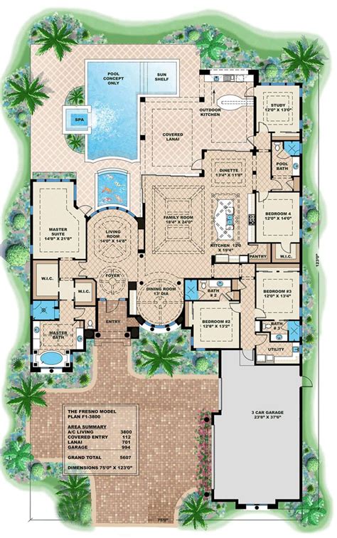 House Plan 1018 00202 Mediterranean Plan 3800 Square Feet 4 5