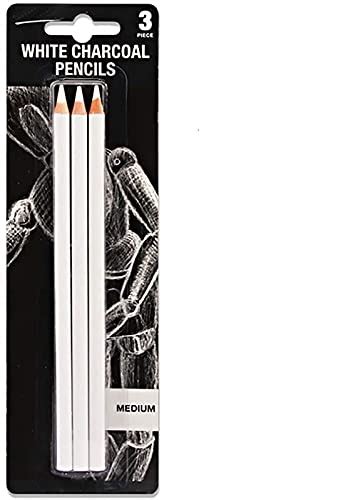 Urban Box 3pcs Medium White Charcoal Pencils Graphite Drawing Painting