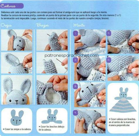 es hora de tejer para el bebé manta de apego crochet con cabeza de coneja