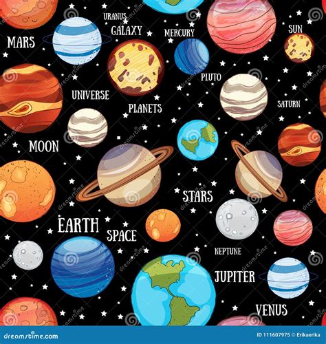 Solar System Planets Seamless Pattern Stock Vector Illustration Of
