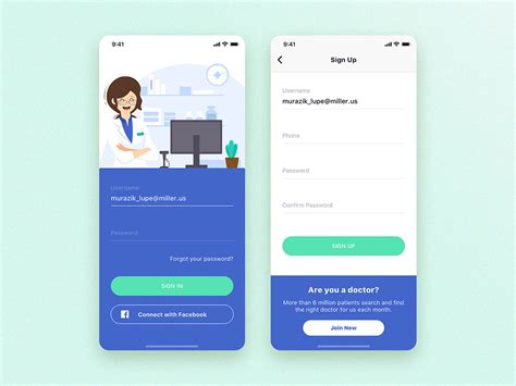 Login And Sign Up For Healthcare Mobile App Search By Muzli