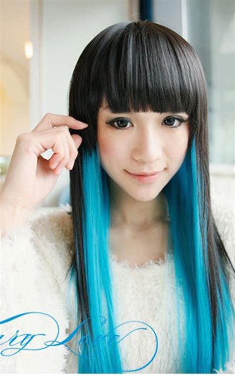Harajuku Anime Cosplay Wigs With Bangs Straight Long Young Synthetic